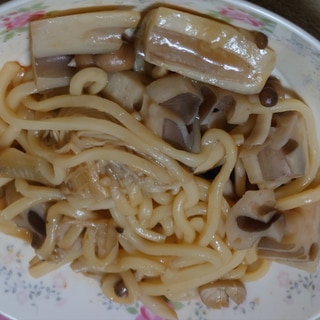 きのことれんこんの焼きしょうゆうどん